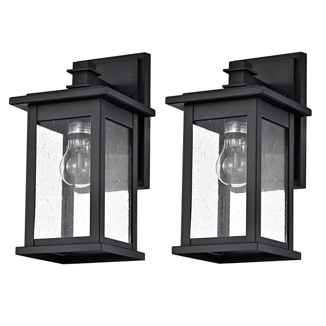 1 Light Transitional 12 Inch Square Outdoor Wall Lantern 2 Pack