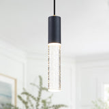 1-Light bulb included Matte Black Bubble Crystal Mini Pendant Light