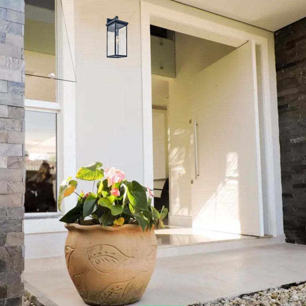 1 Light outdoor wall lamp with clear glass, Black Finish