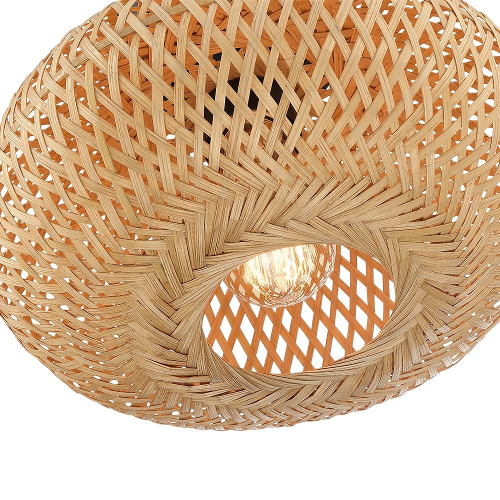 1-Light Bohemian Bamboo Semi-Flush Mount Ceiling Light - D11"x H8" - 11 in. W