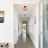 1-Light Bohemian Bamboo Semi-Flush Mount Ceiling Light - D11"x H8" - 11 in. W