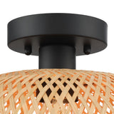 1-Light Bohemian Bamboo Semi-Flush Mount Ceiling Light - D11"x H8" - 11 in. W