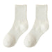 1 Pair Autumn Winter Unisex Socks Middle Tube Solid Color Moisture Absorption Stretchy Men Women Knitted Socks For Daily