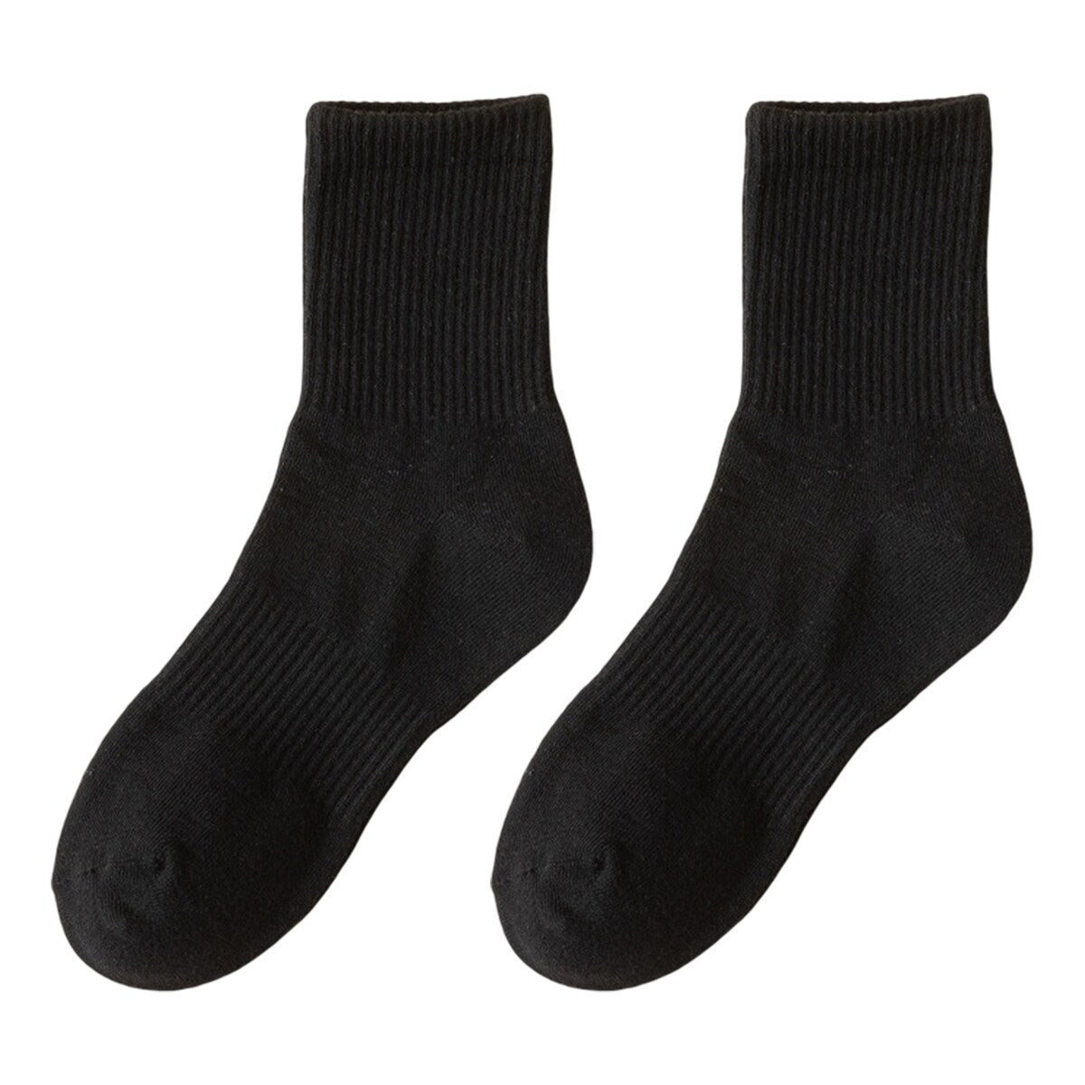 1 Pair Autumn Winter Unisex Socks Middle Tube Solid Color Moisture Absorption Stretchy Men Women Knitted Socks For Daily