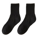 1 Pair Autumn Winter Unisex Socks Middle Tube Solid Color Moisture Absorption Stretchy Men Women Knitted Socks For Daily