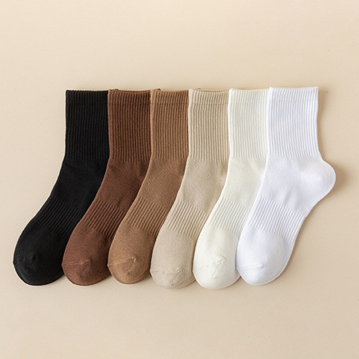 1 Pair Autumn Winter Unisex Socks Middle Tube Solid Color Moisture Absorption Stretchy Men Women Knitted Socks For Daily