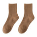 1 Pair Autumn Winter Unisex Socks Middle Tube Solid Color Moisture Absorption Stretchy Men Women Knitted Socks For Daily