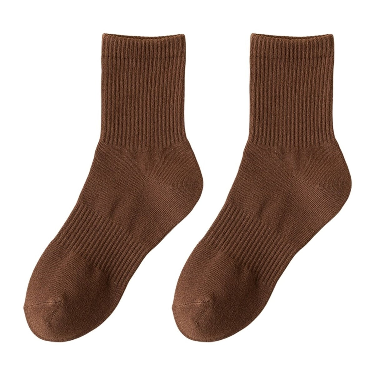 1 Pair Autumn Winter Unisex Socks Middle Tube Solid Color Moisture Absorption Stretchy Men Women Knitted Socks For Daily