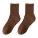 1 Pair Autumn Winter Unisex Socks Middle Tube Solid Color Moisture Absorption Stretchy Men Women Knitted Socks For Daily