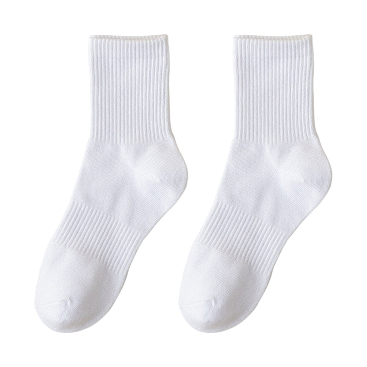 1 Pair Autumn Winter Unisex Socks Middle Tube Solid Color Moisture Absorption Stretchy Men Women Knitted Socks For Daily