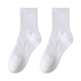 1 Pair Autumn Winter Unisex Socks Middle Tube Solid Color Moisture Absorption Stretchy Men Women Knitted Socks For Daily