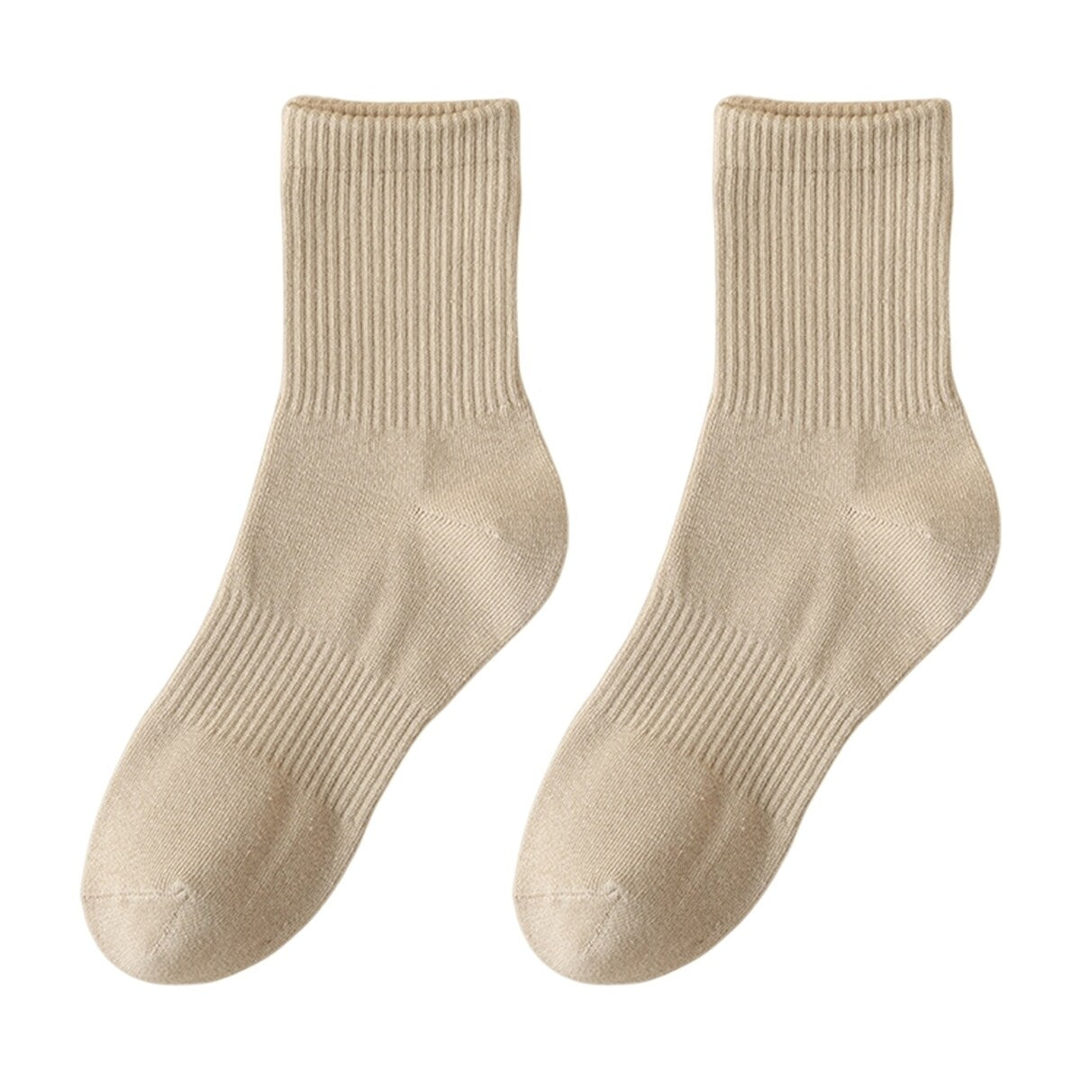 1 Pair Autumn Winter Unisex Socks Middle Tube Solid Color Moisture Absorption Stretchy Men Women Knitted Socks For Daily