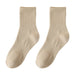 1 Pair Autumn Winter Unisex Socks Middle Tube Solid Color Moisture Absorption Stretchy Men Women Knitted Socks For Daily