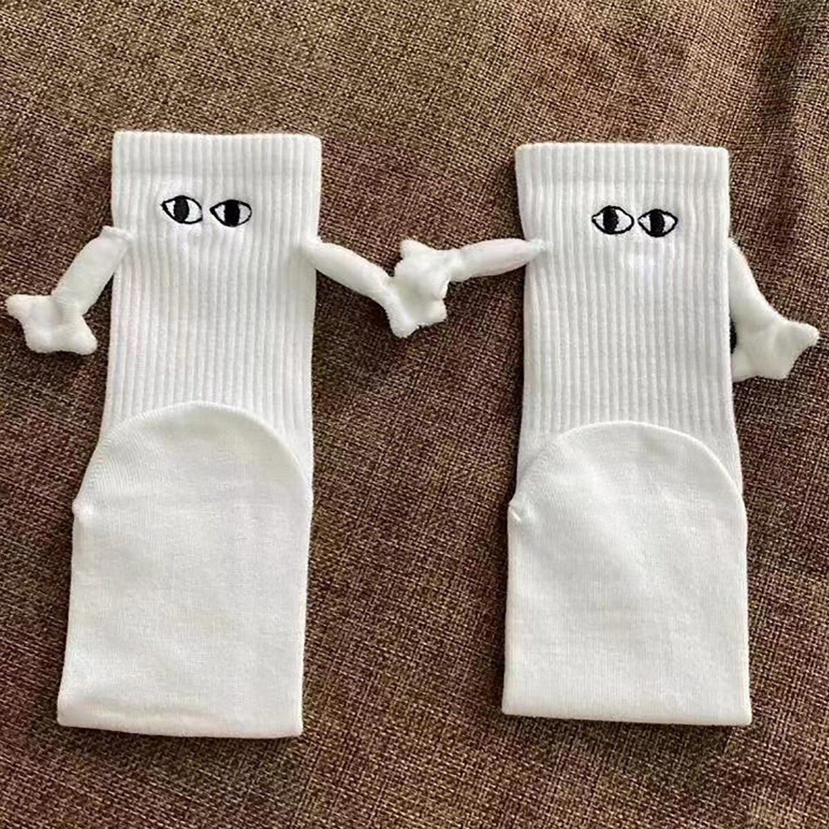 1 Pair Couple Socks Holding Hands Linking Socks Smiling Face AntiSlip Thick Socks MidTube Cute Socks Funny Gifts