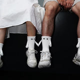 1 Pair Couple Socks Holding Hands Linking Socks Smiling Face AntiSlip Thick Socks MidTube Cute Socks Funny Gifts