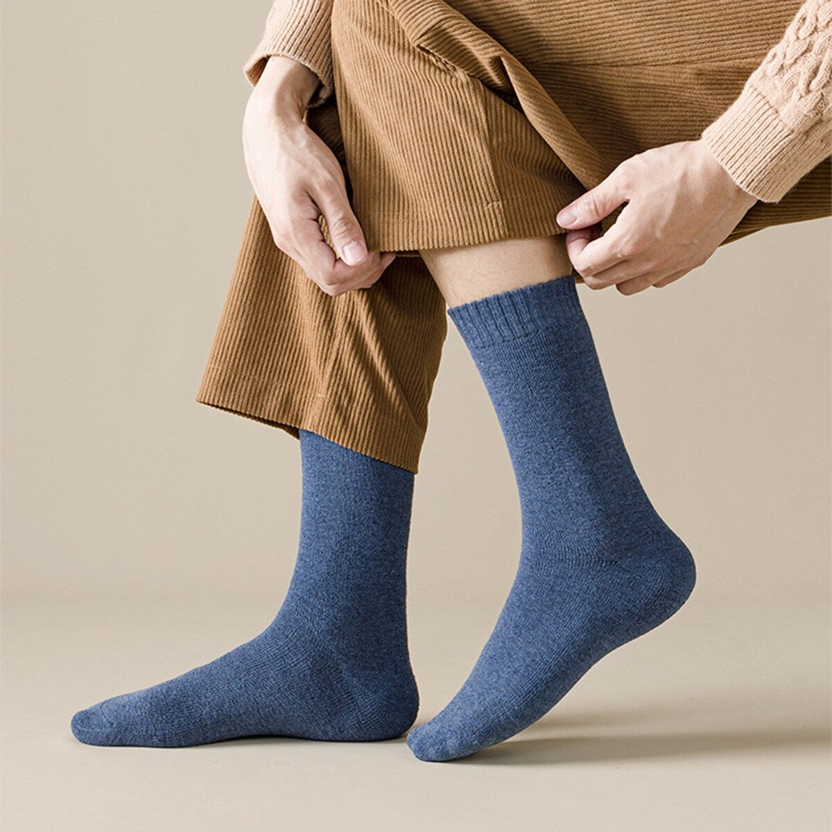 1 Pair Men Socks WearResistant Middle Tube Moisture Absorption Good Elastic Thickened Keep Warm