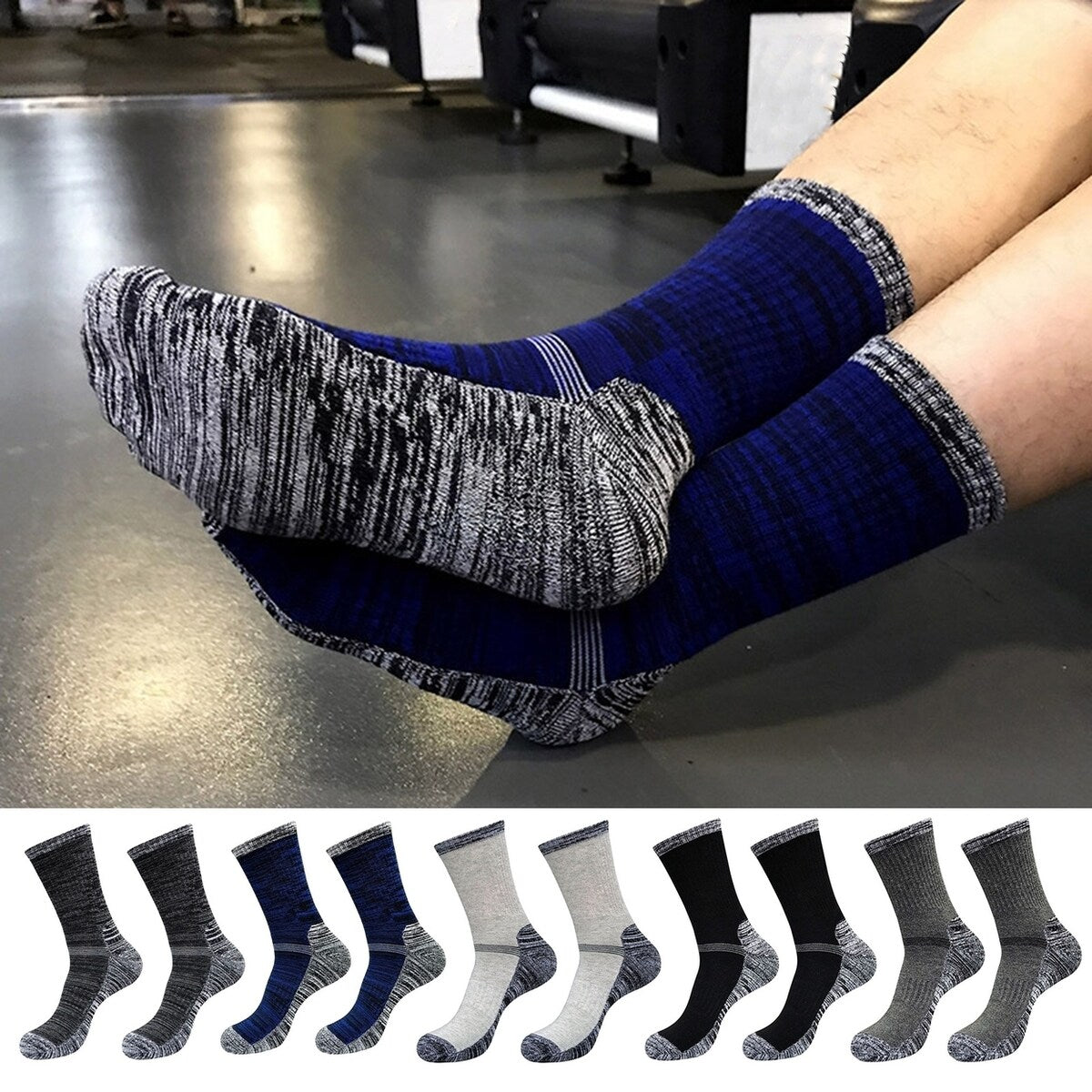 1 Pair Men Winter Sports Socks MidTube Thickened Soft AntiSlip Elastic Patchwork Color Matching No Basketball