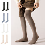1 Pair Men Winter Stockings Solid Color Soft Breathable LongTube High Elasticity Over Knee Length Warm AntiSlip No