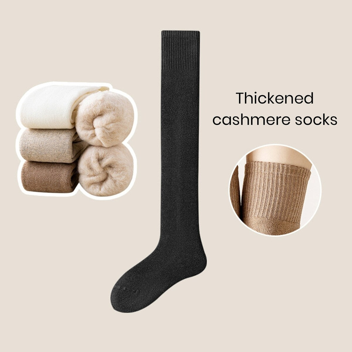 1 Pair Men Winter Stockings Solid Color Soft Breathable LongTube High Elasticity Over Knee Length Warm AntiSlip No
