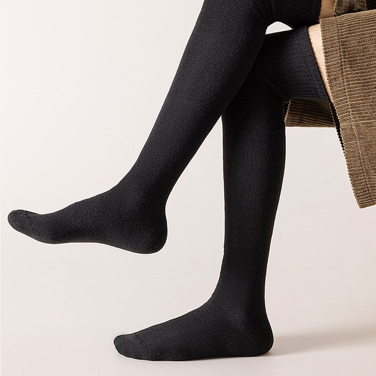 1 Pair Men Winter Stockings Solid Color Soft Breathable LongTube High Elasticity Over Knee Length Warm AntiSlip No