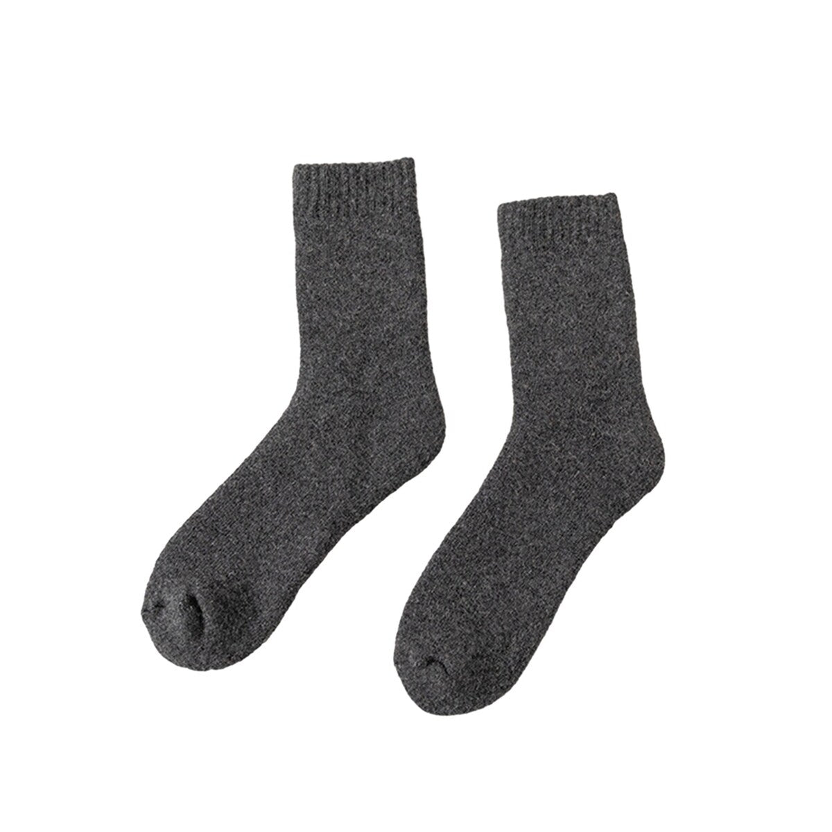 1 Pair Winter Socks Thick Plush Solid Color Knitted MidTube Ankle Soft Cold Resistant AntiSlip Elastic Thermal Floor
