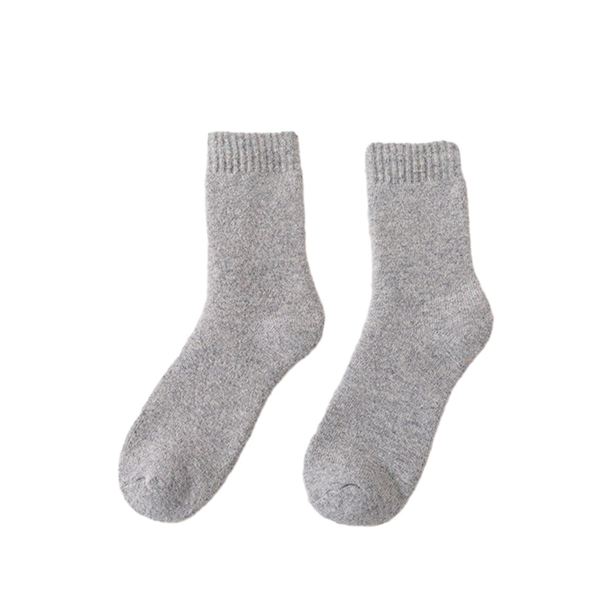 1 Pair Winter Socks Thick Plush Solid Color Knitted MidTube Ankle Soft Cold Resistant AntiSlip Elastic Thermal Floor