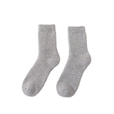 1 Pair Winter Socks Thick Plush Solid Color Knitted MidTube Ankle Soft Cold Resistant AntiSlip Elastic Thermal Floor