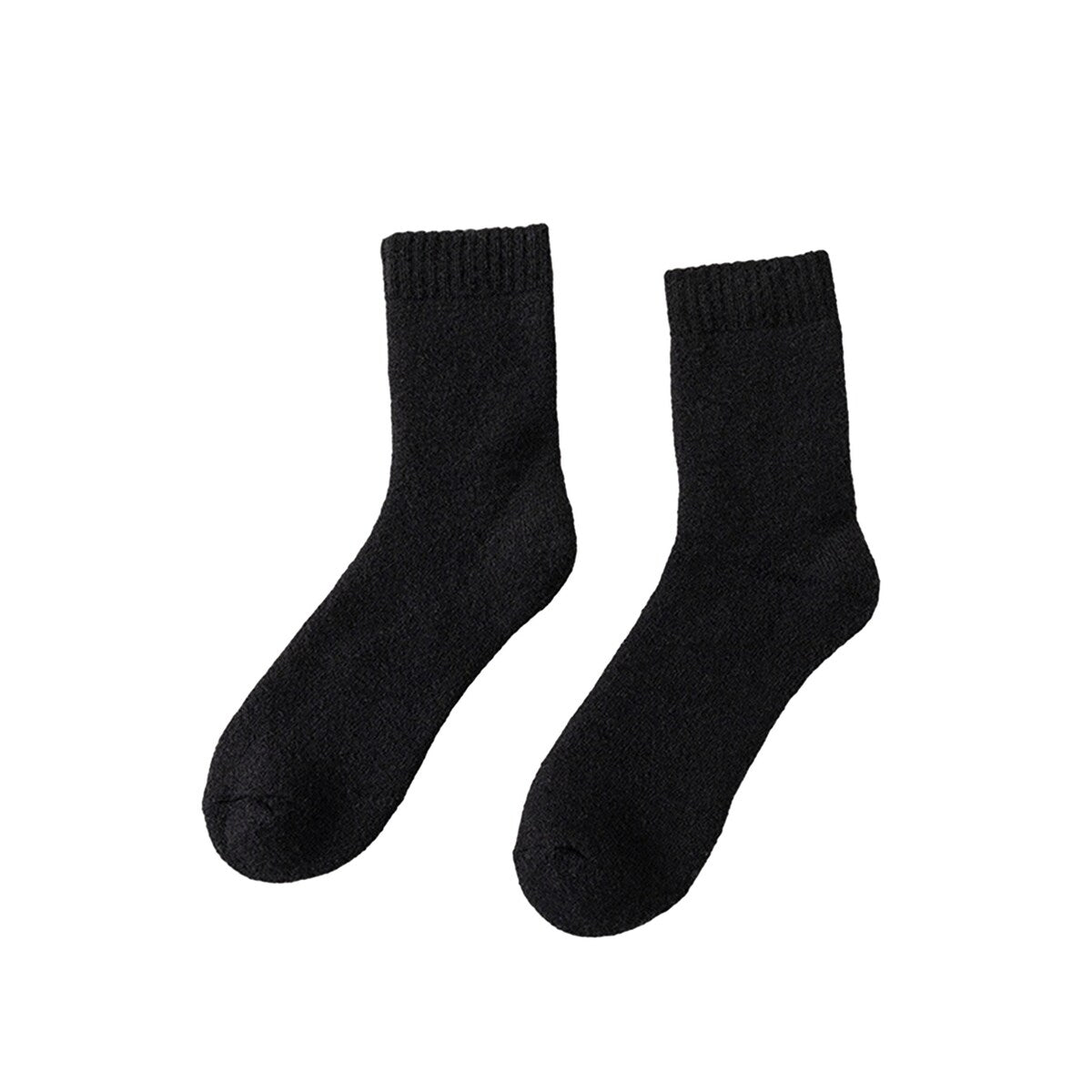 1 Pair Winter Socks Thick Plush Solid Color Knitted MidTube Ankle Soft Cold Resistant AntiSlip Elastic Thermal Floor