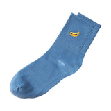 1 Pair Women Socks Fruit Embroidery AntiSlip Solid Color Breathable Soft Keep Warm Stretchy Preppy Style Mid Tube Socks