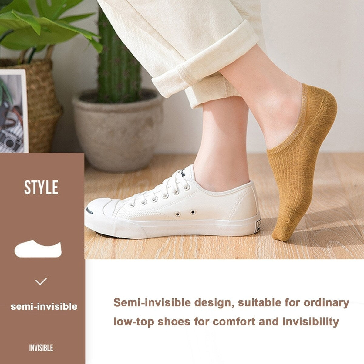 1 Pair Women Socks LowCut AntiiSkid Silicone Cotton Elastic AntiSlip Solid Color Soft AntiShrink Casual Four Season
