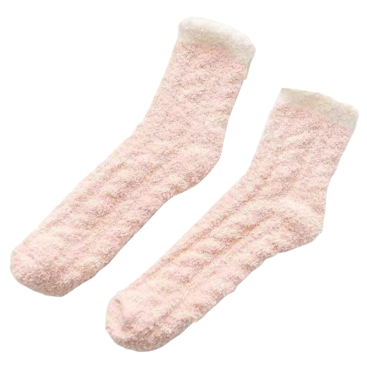 1 Pair Women Socks Soft Texture Coral Fleece Stretchy Ankle Length AntiSkid Cold Resistant Thick Winter Warm Fluffy