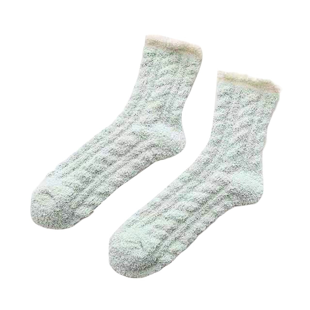 1 Pair Women Socks Soft Texture Coral Fleece Stretchy Ankle Length AntiSkid Cold Resistant Thick Winter Warm Fluffy