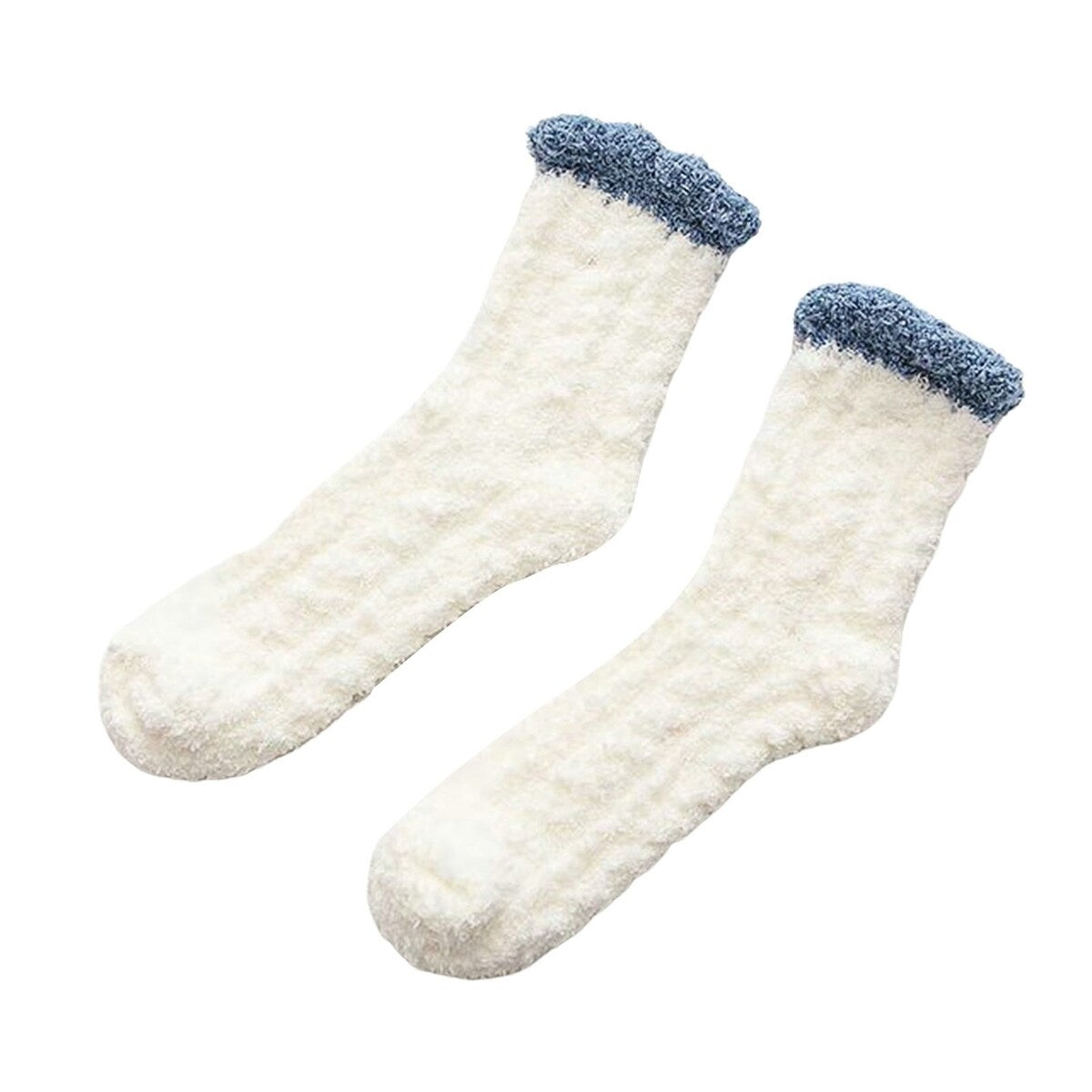1 Pair Women Socks Soft Texture Coral Fleece Stretchy Ankle Length AntiSkid Cold Resistant Thick Winter Warm Fluffy
