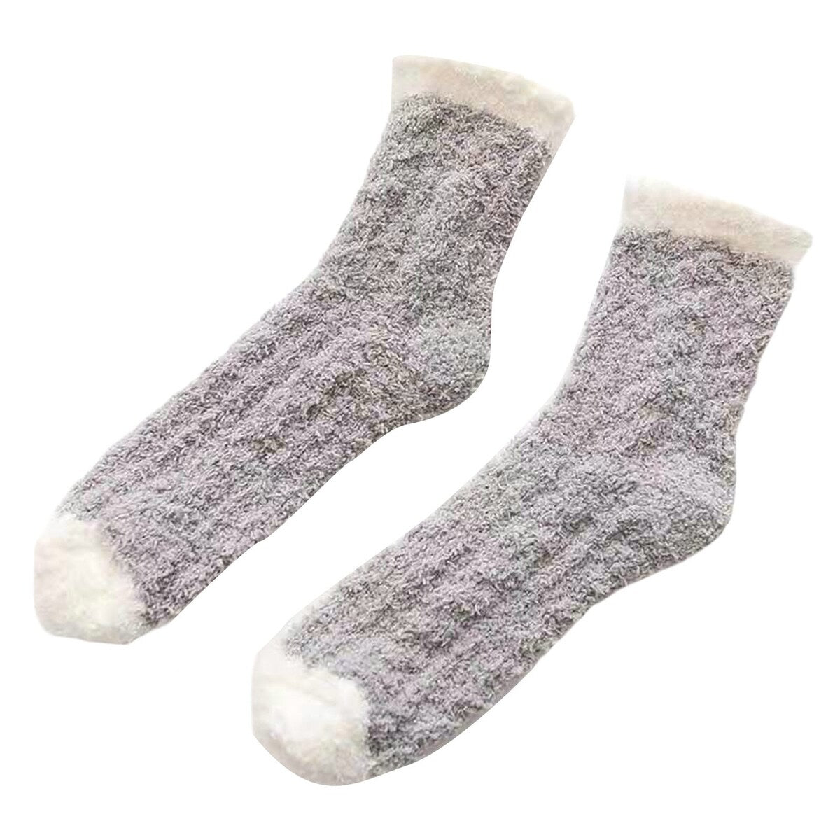 1 Pair Women Socks Soft Texture Coral Fleece Stretchy Ankle Length AntiSkid Cold Resistant Thick Winter Warm Fluffy