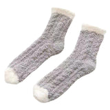 1 Pair Women Socks Soft Texture Coral Fleece Stretchy Ankle Length AntiSkid Cold Resistant Thick Winter Warm Fluffy