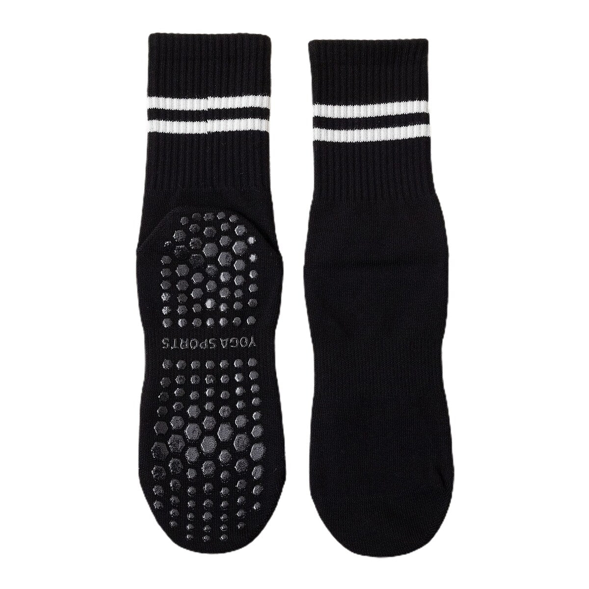 1 Pair Women Sports Socks Striped Elastic Breathable Knitted AntiSlip Sweat Absorption Cotton