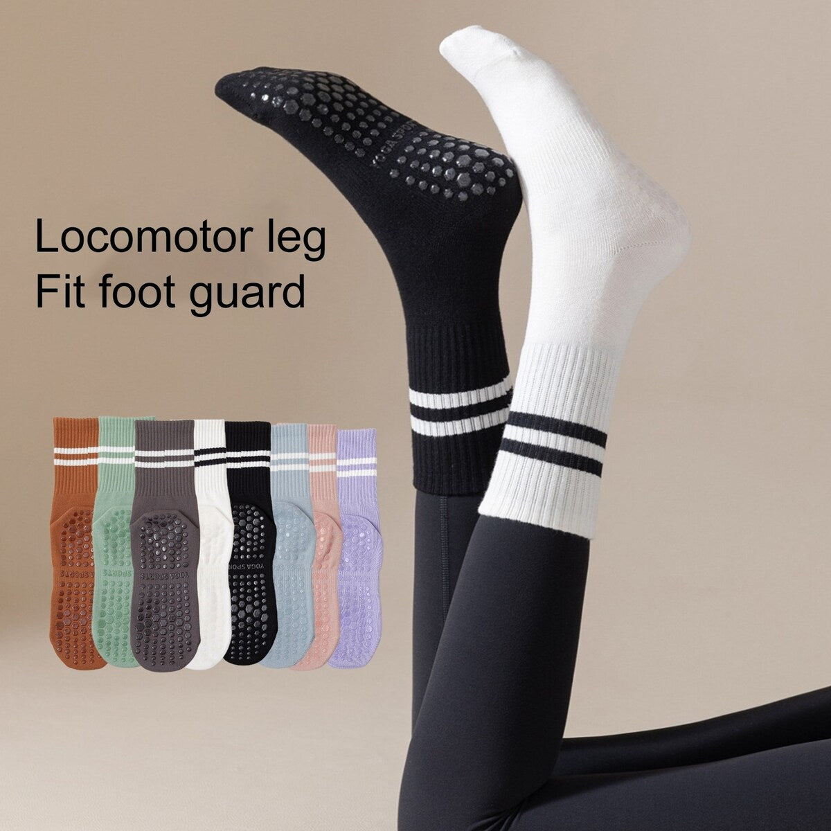 1 Pair Women Sports Socks Striped Elastic Breathable Knitted AntiSlip Sweat Absorption Cotton