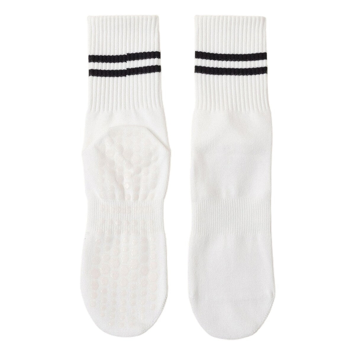 1 Pair Women Sports Socks Striped Elastic Breathable Knitted AntiSlip Sweat Absorption Cotton