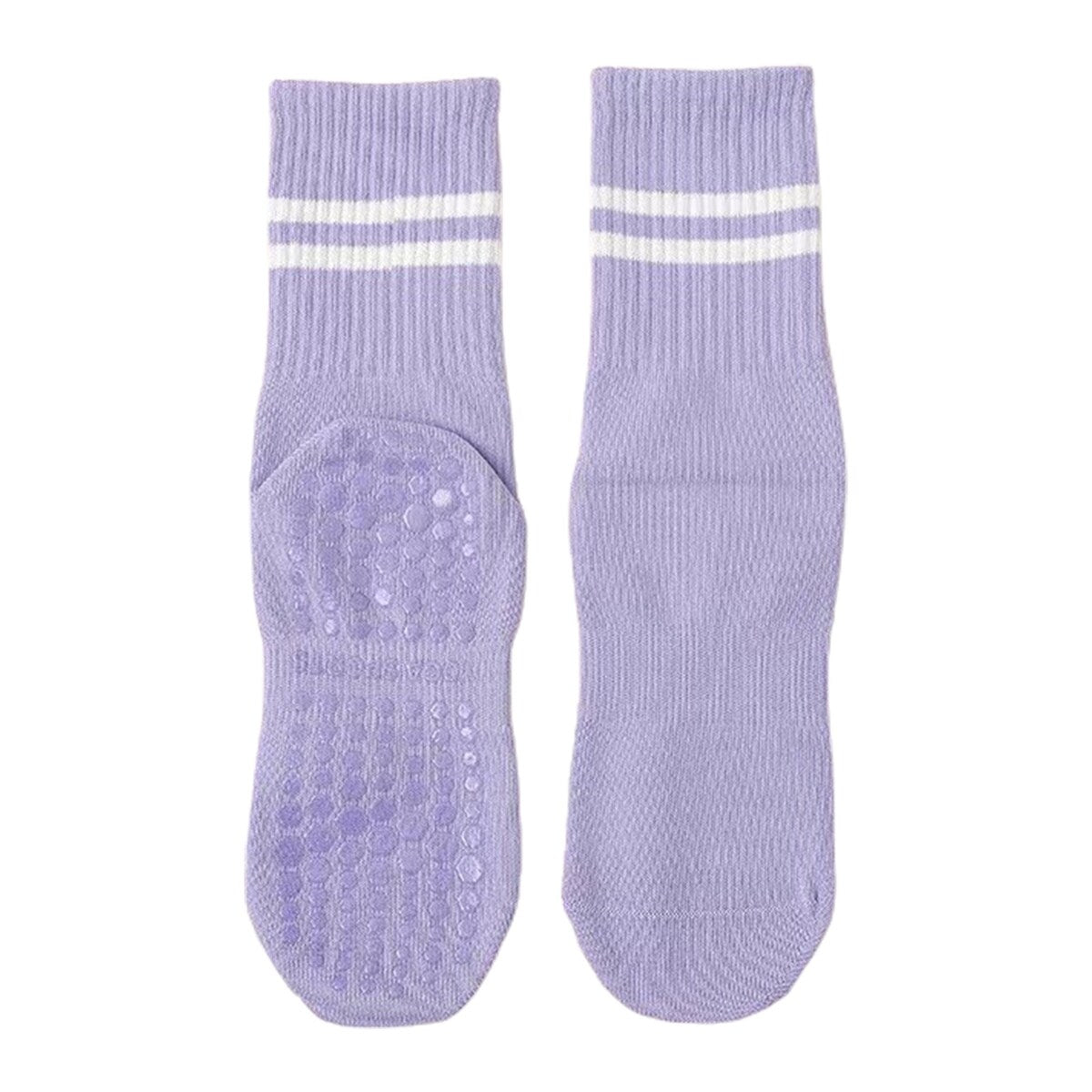 1 Pair Women Sports Socks Striped Elastic Breathable Knitted AntiSlip Sweat Absorption Cotton