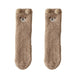 1 Pair Women Winter Coral Fleece Fuzzy Socks Embroidery Bear Pattern Thickened Plush Floor Socks MidTube Home Sleeping