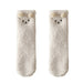 1 Pair Women Winter Coral Fleece Fuzzy Socks Embroidery Bear Pattern Thickened Plush Floor Socks MidTube Home Sleeping