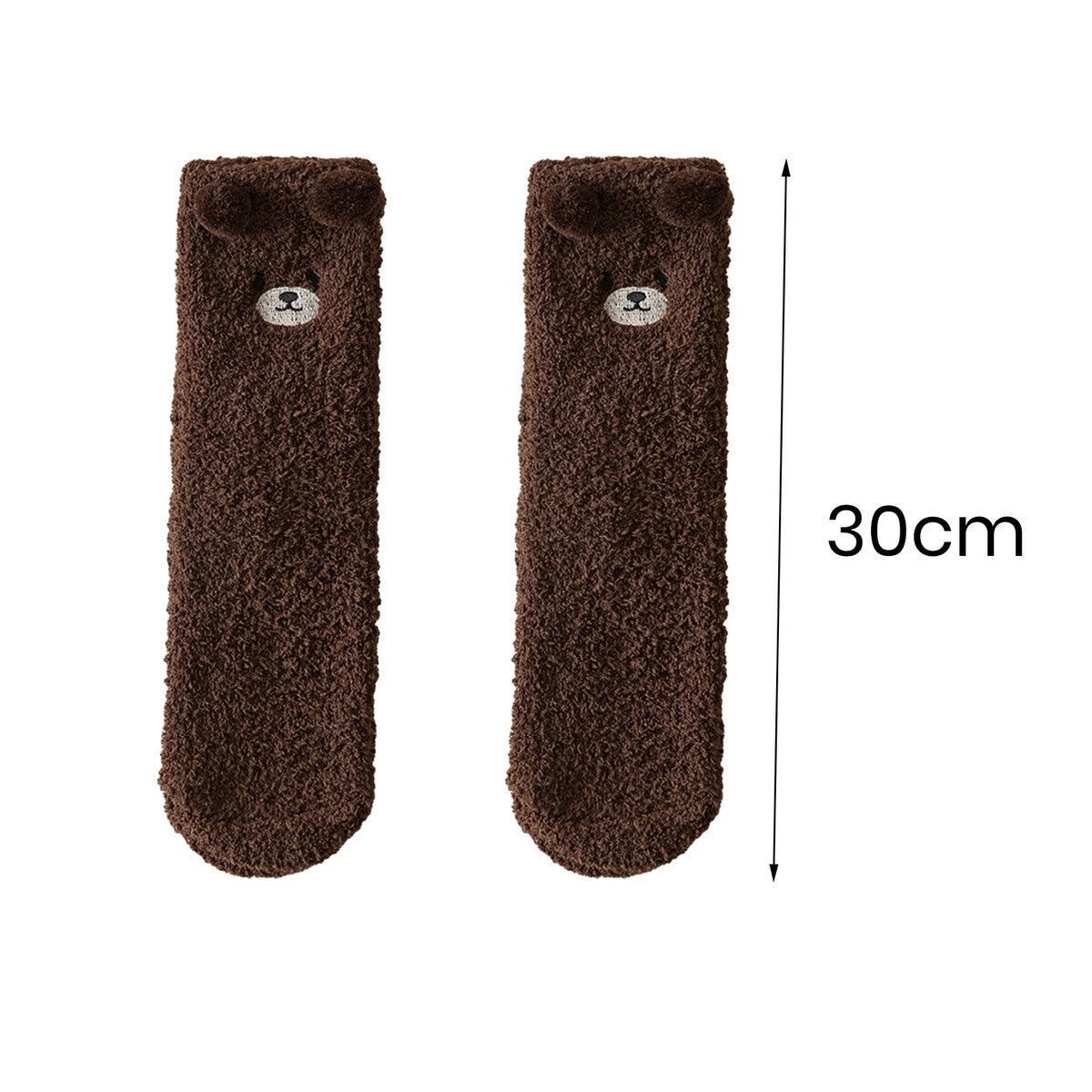 1 Pair Women Winter Coral Fleece Fuzzy Socks Embroidery Bear Pattern Thickened Plush Floor Socks MidTube Home Sleeping