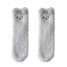 1 Pair Women Winter Coral Fleece Fuzzy Socks Embroidery Bear Pattern Thickened Plush Floor Socks MidTube Home Sleeping