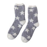 1 Pair Women Winter Socks Contrast Color Star Print Coral Fleece Soft Breathable MidTube High