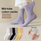 1 Pair Women Winter Socks Solid Color Soft Breathable MidTube High Elasticity Solid Color Warm AntiSlip No Lady