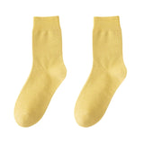 1 Pair Women Winter Socks Solid Color Soft Breathable MidTube High Elasticity Solid Color Warm AntiSlip No Lady