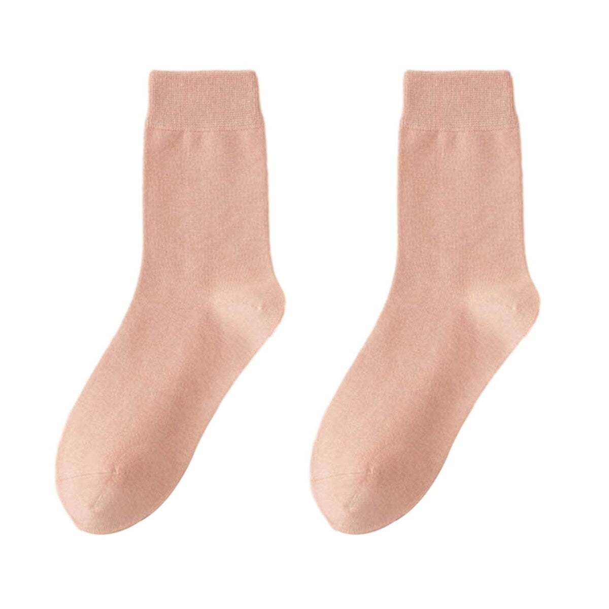 1 Pair Women Winter Socks Solid Color Soft Breathable MidTube High Elasticity Solid Color Warm AntiSlip No Lady