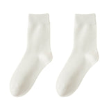 1 Pair Women Winter Socks Solid Color Soft Breathable MidTube High Elasticity Solid Color Warm AntiSlip No Lady