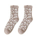 1 Pair Women Winter Socks Thick Coral Fleece AntiSlip MidTube Ankle Warm Soft Elastic Color Matching Leopard Print