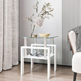1-Piece Modern Tempered Glass Tea Table Coffee Table End Table, Square Table for Living Room, Black